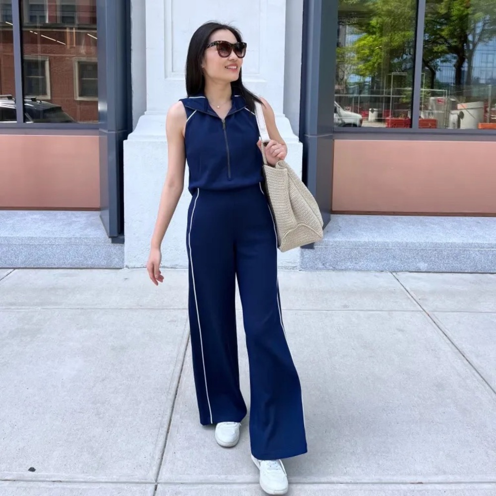 SPANX Air Essentials Pique Sleeveless Mockneck Jumpsuit